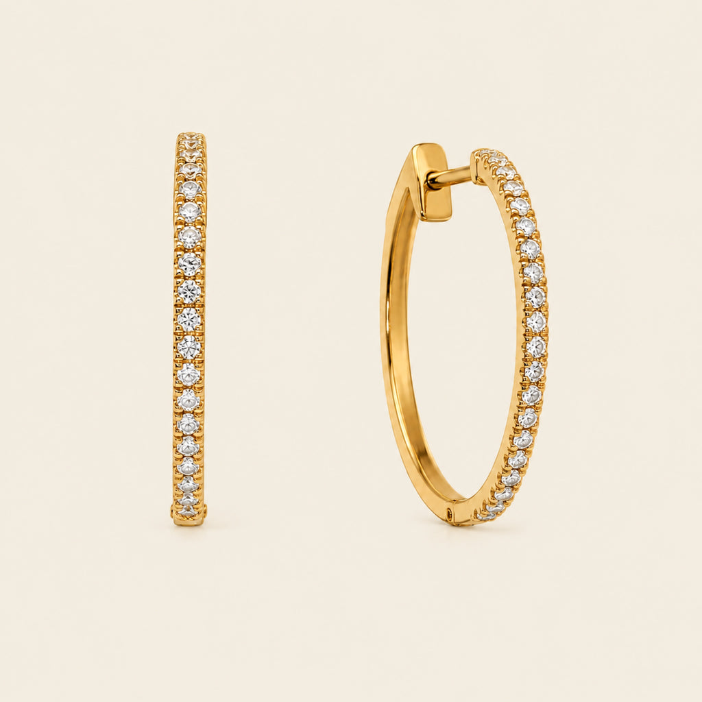 Teresa – Huggies de Oro Amarillo 18k con Diamante