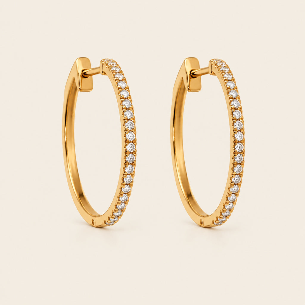 Teresa – Huggies de Oro Amarillo 18k con Diamante