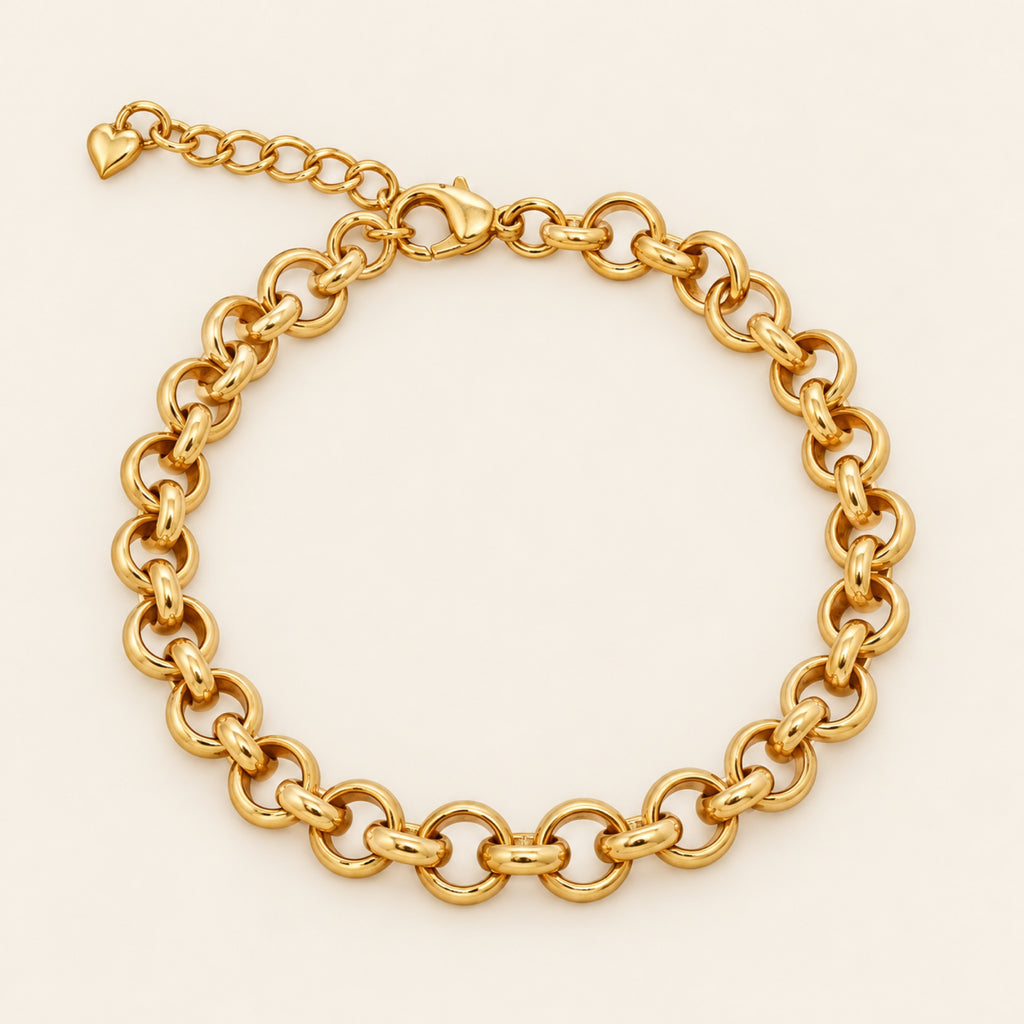 Pulsera de Oro Laminado con Eslabones Redondos