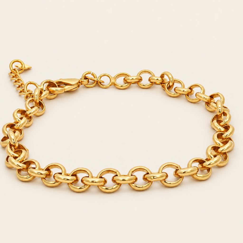Pulsera de Oro Laminado con Eslabones Redondos
