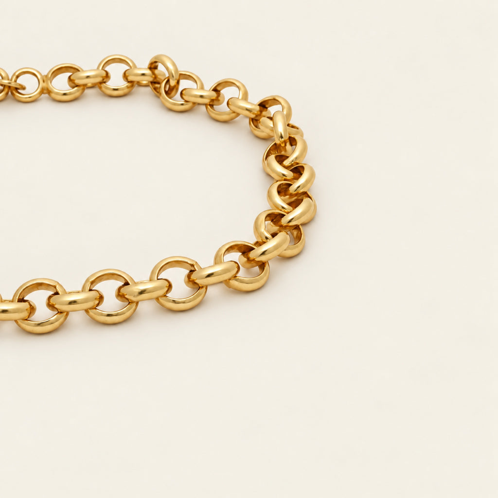 Pulsera de Oro Laminado con Eslabones Redondos