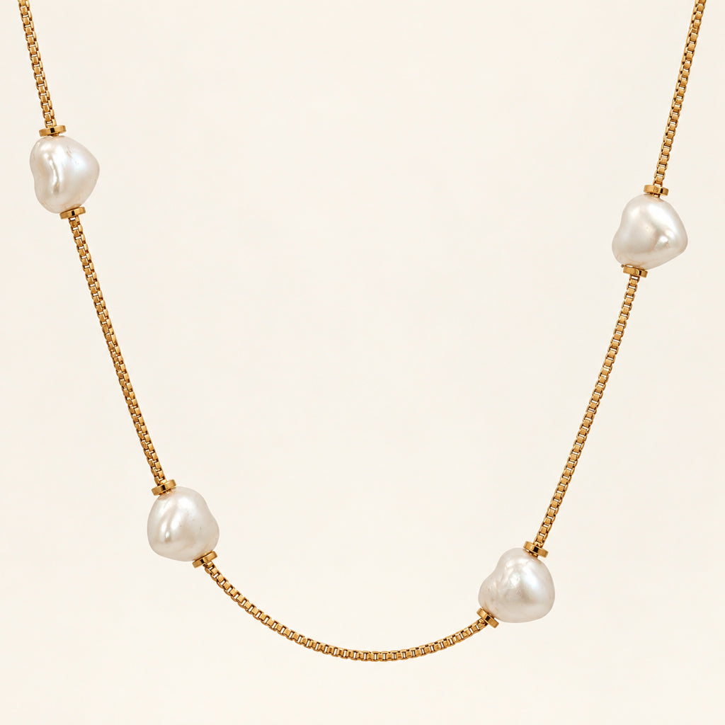 Gargantilla de Oro Laminado con Perlas Barrocas
