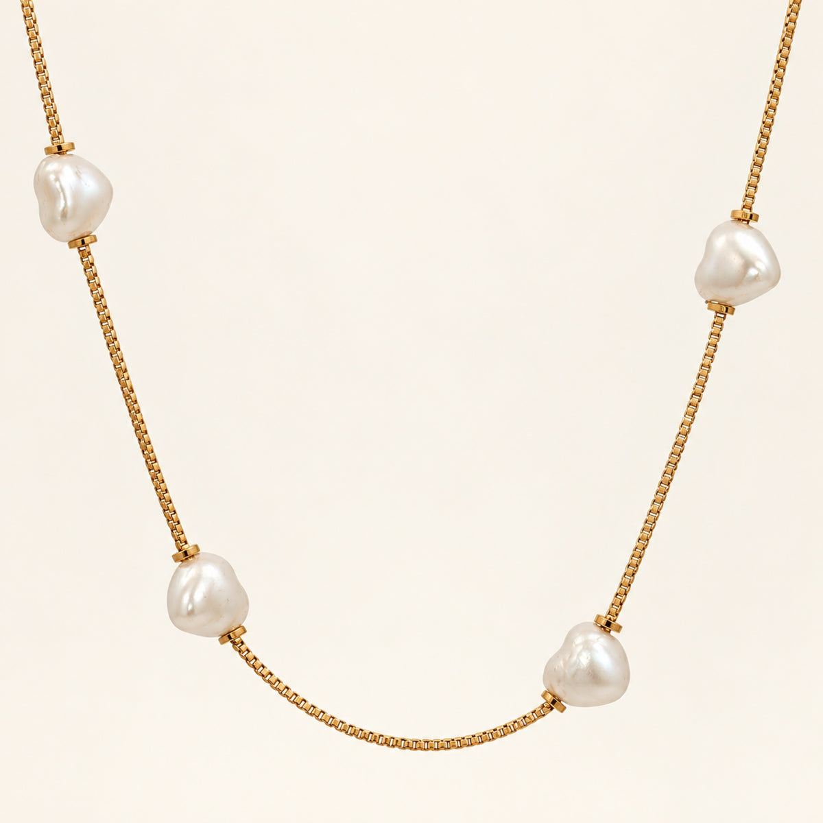 Gargantilla de Oro Laminado con Perlas Barrocas