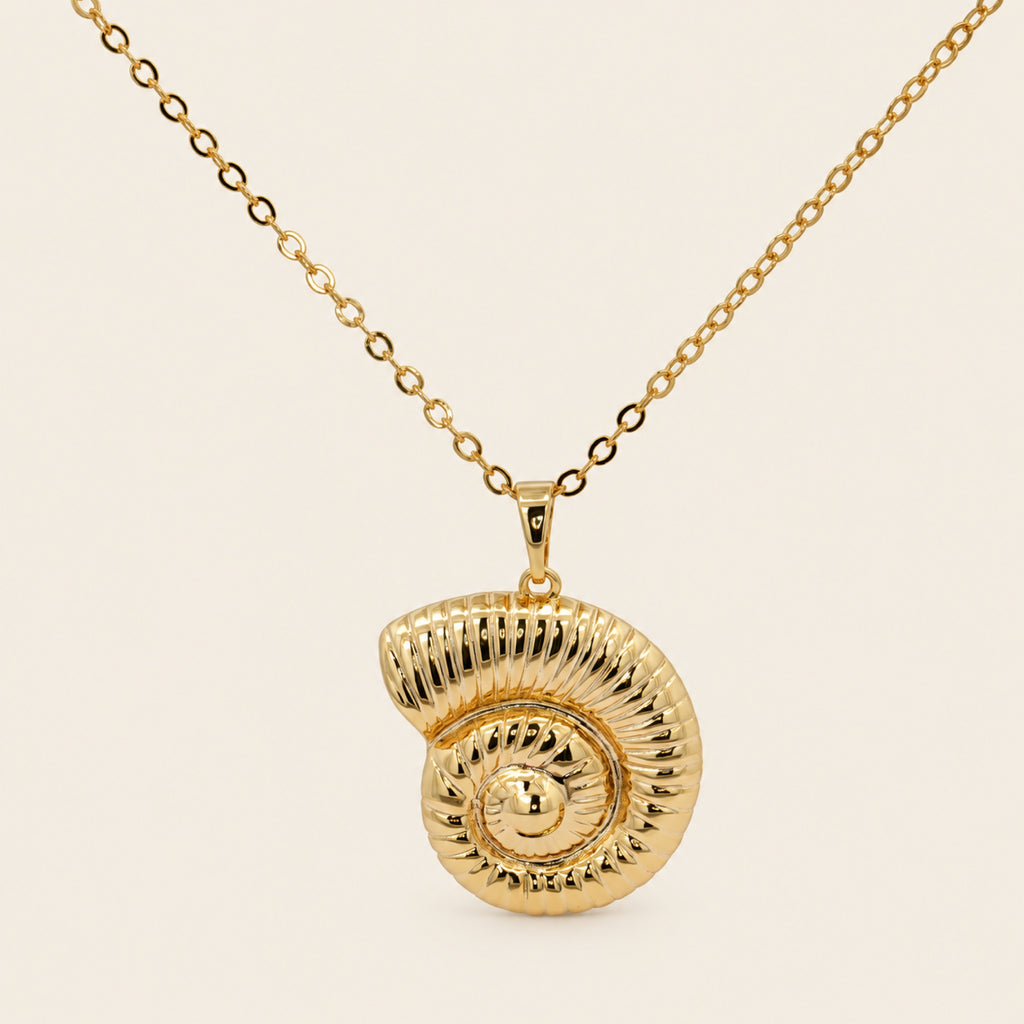 Juego de Gargantilla y Aretes de Caracol de Oro Laminado