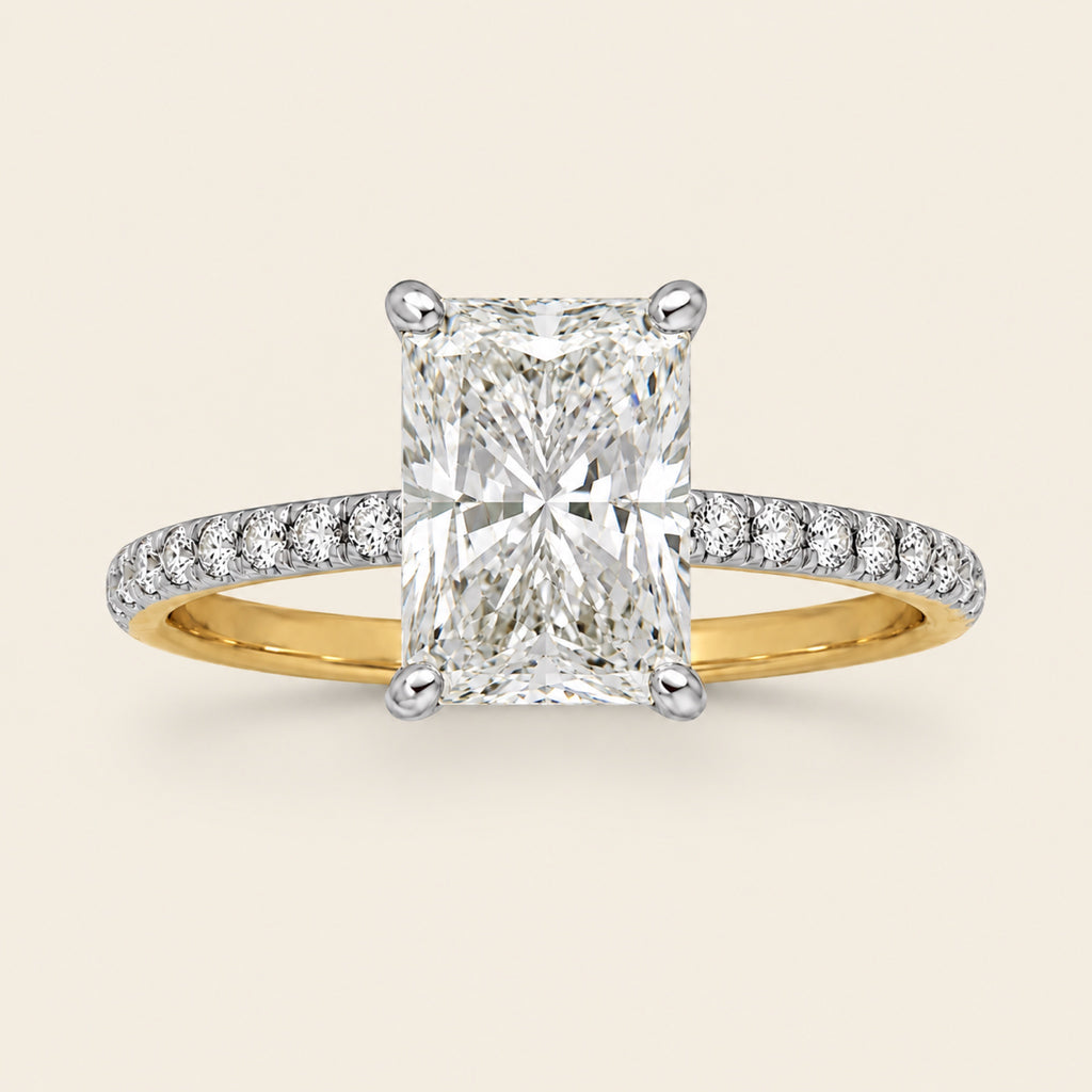 Anillo de Compromiso de Oro Amarillo 14k con Diamante Radiante de Laboratorio