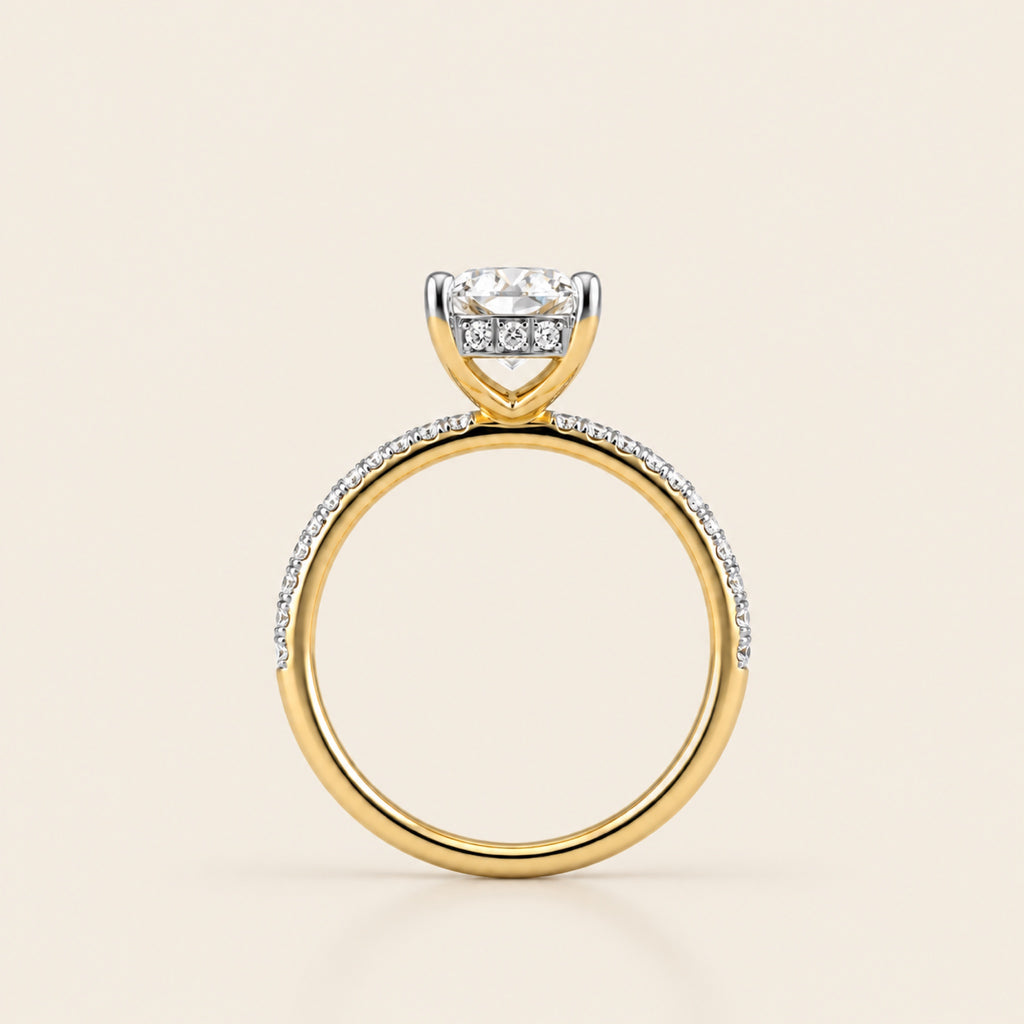 Anillo de Compromiso de Oro Amarillo 14k con Diamante Radiante de Laboratorio