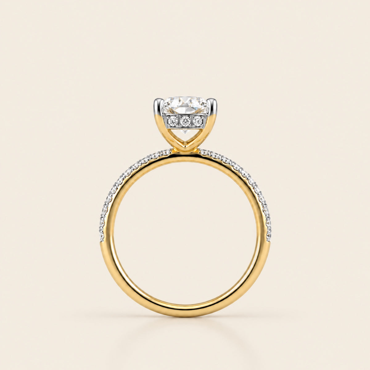 Anillo de Compromiso de Oro Amarillo 14k con Diamante Radiante de Laboratorio