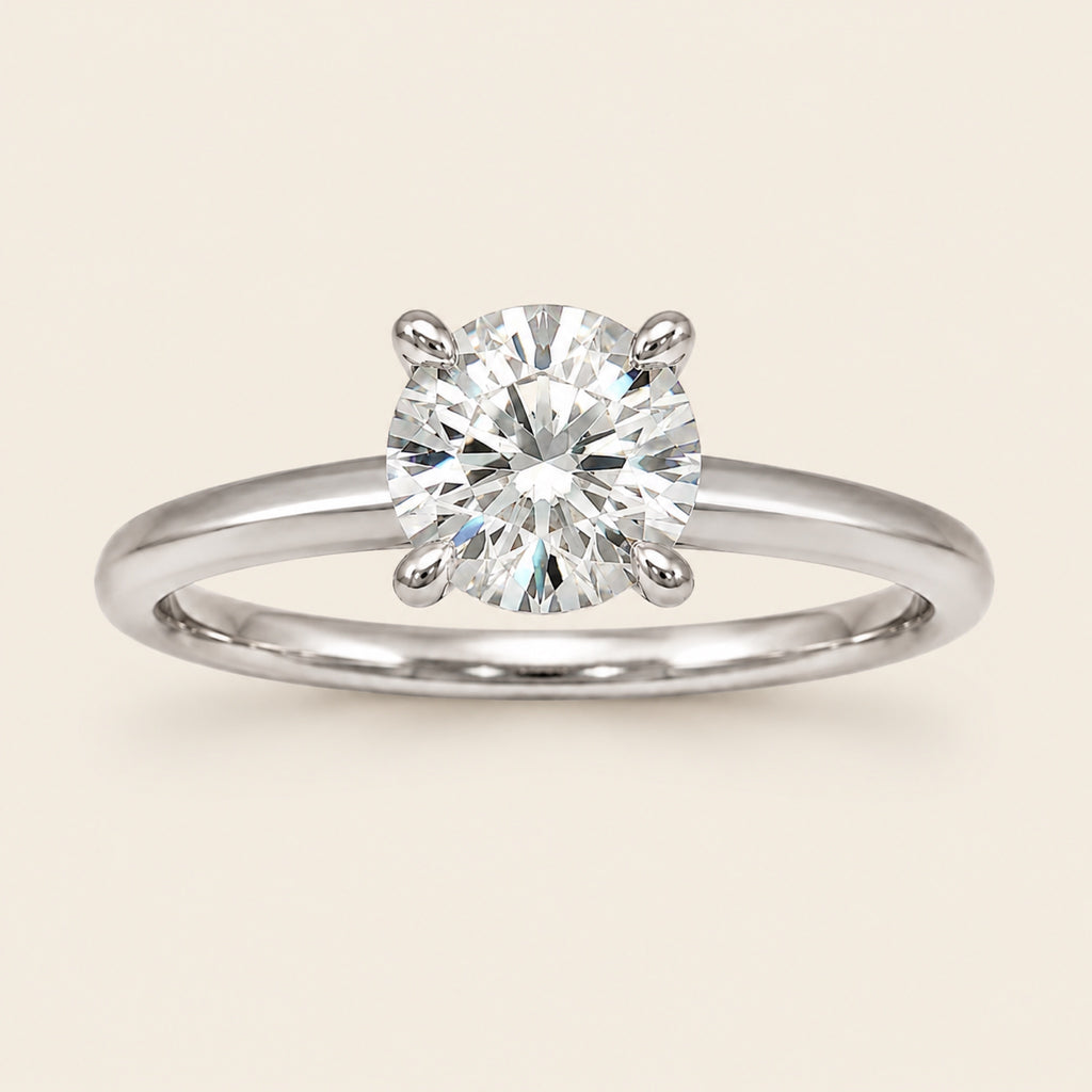 Anillo Solitario de Compromiso de Oro Blanco 14k con Diamante de Laboratorio