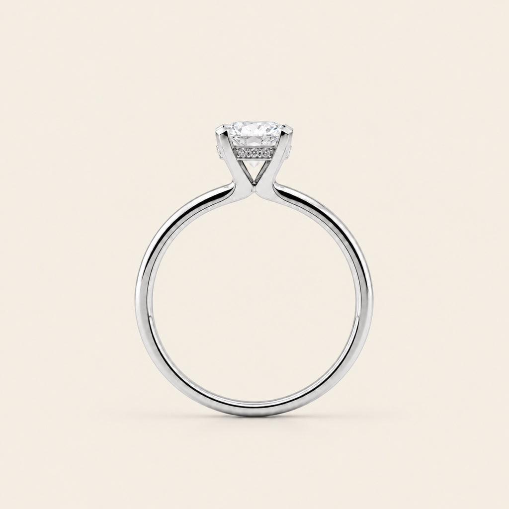 Anillo Solitario de Compromiso de Oro Blanco 14k con Diamante de Laboratorio