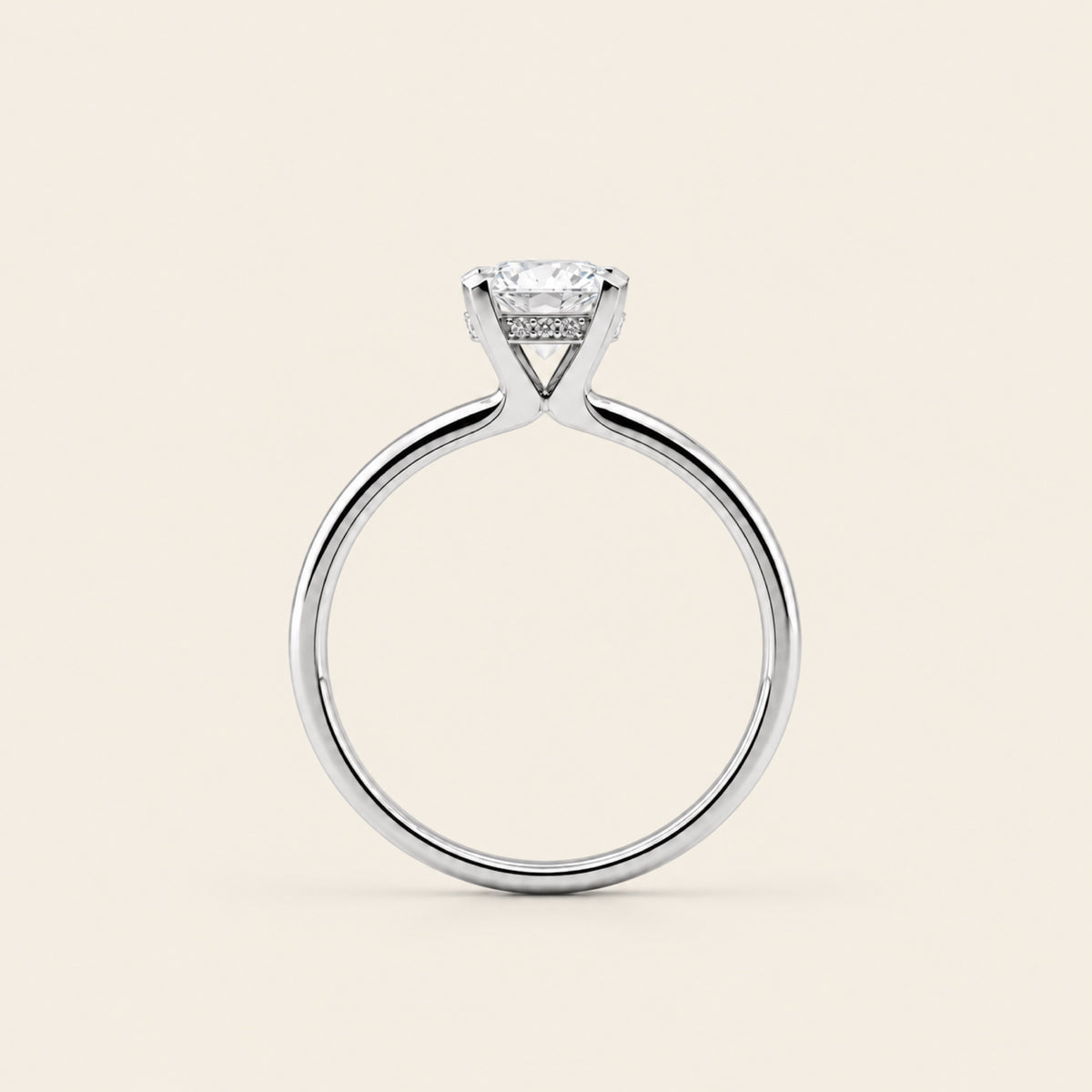Anillo Solitario de Compromiso de Oro Blanco 14k con Diamante de Laboratorio