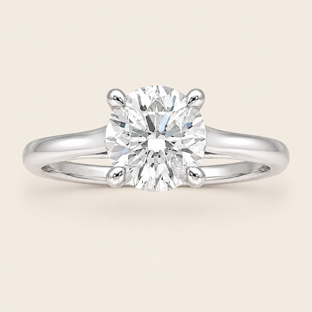 Anillo Solitario de Compromiso de Oro Blanco 14k con Diamante de Laboratorio