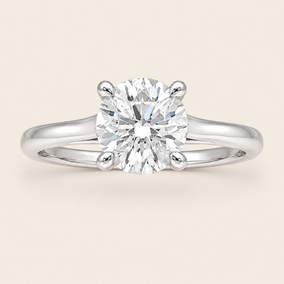 Anillo Solitario de Compromiso de Oro Blanco 14k con Diamante de Laboratorio