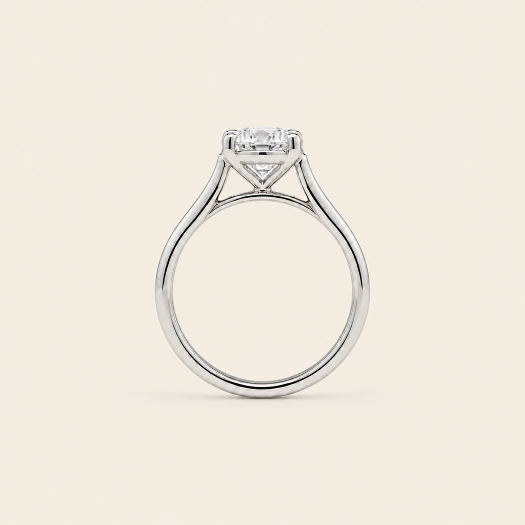 Anillo Solitario de Compromiso de Oro Blanco 14k con Diamante de Laboratorio