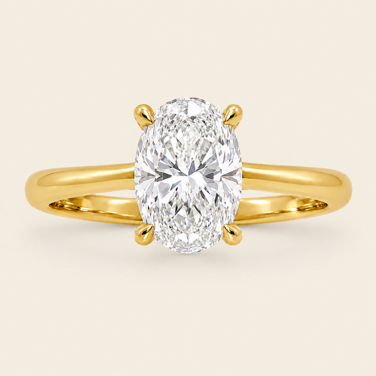 Anillo de Compromiso de Oro Amarillo 14k con Diamante Cushion Alargado de Laboratorio