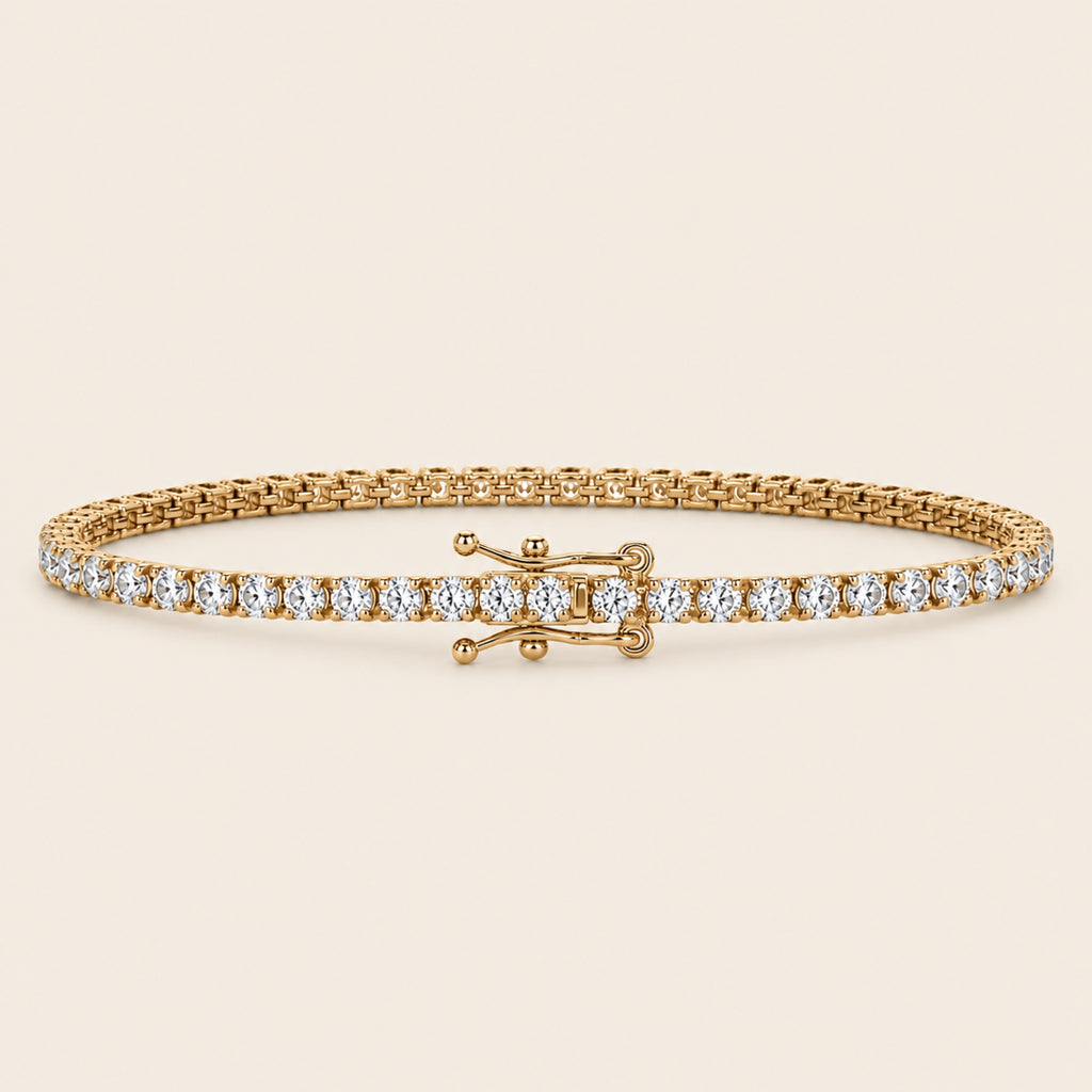 Pulsera Tenis de Oro Amarillo 14k con Diamantes de Laboratorio