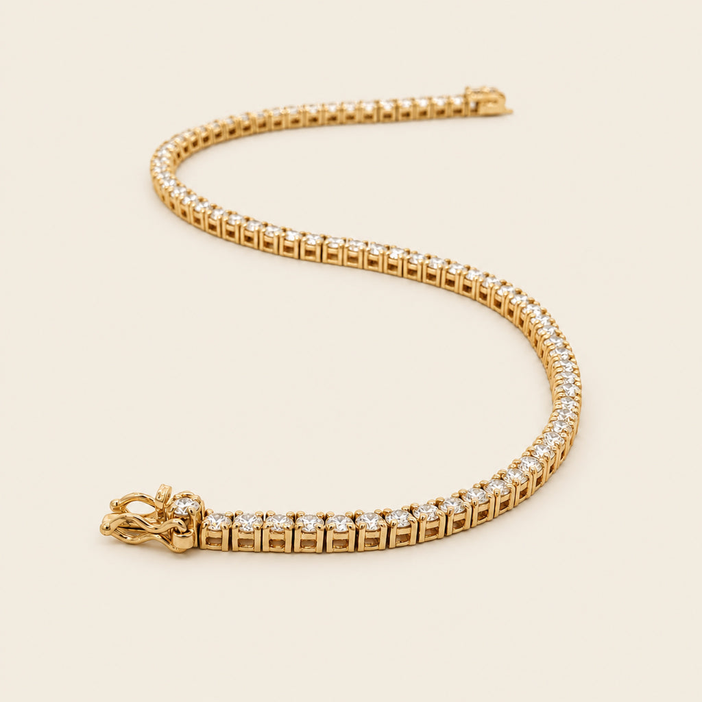 Pulsera Tenis de Oro Amarillo 14k con Diamantes de Laboratorio