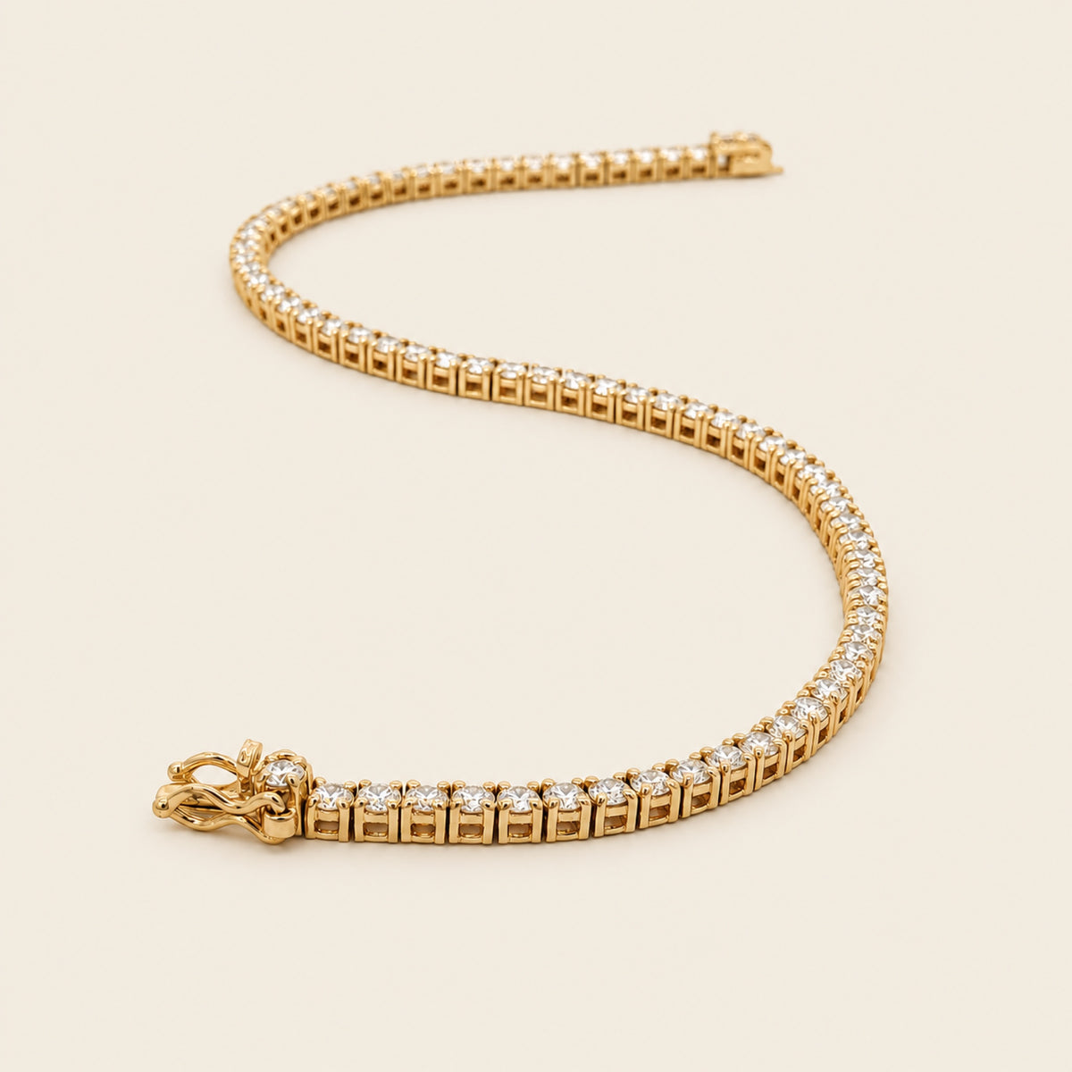 Pulsera Tenis de Oro Amarillo 14k con Diamantes de Laboratorio