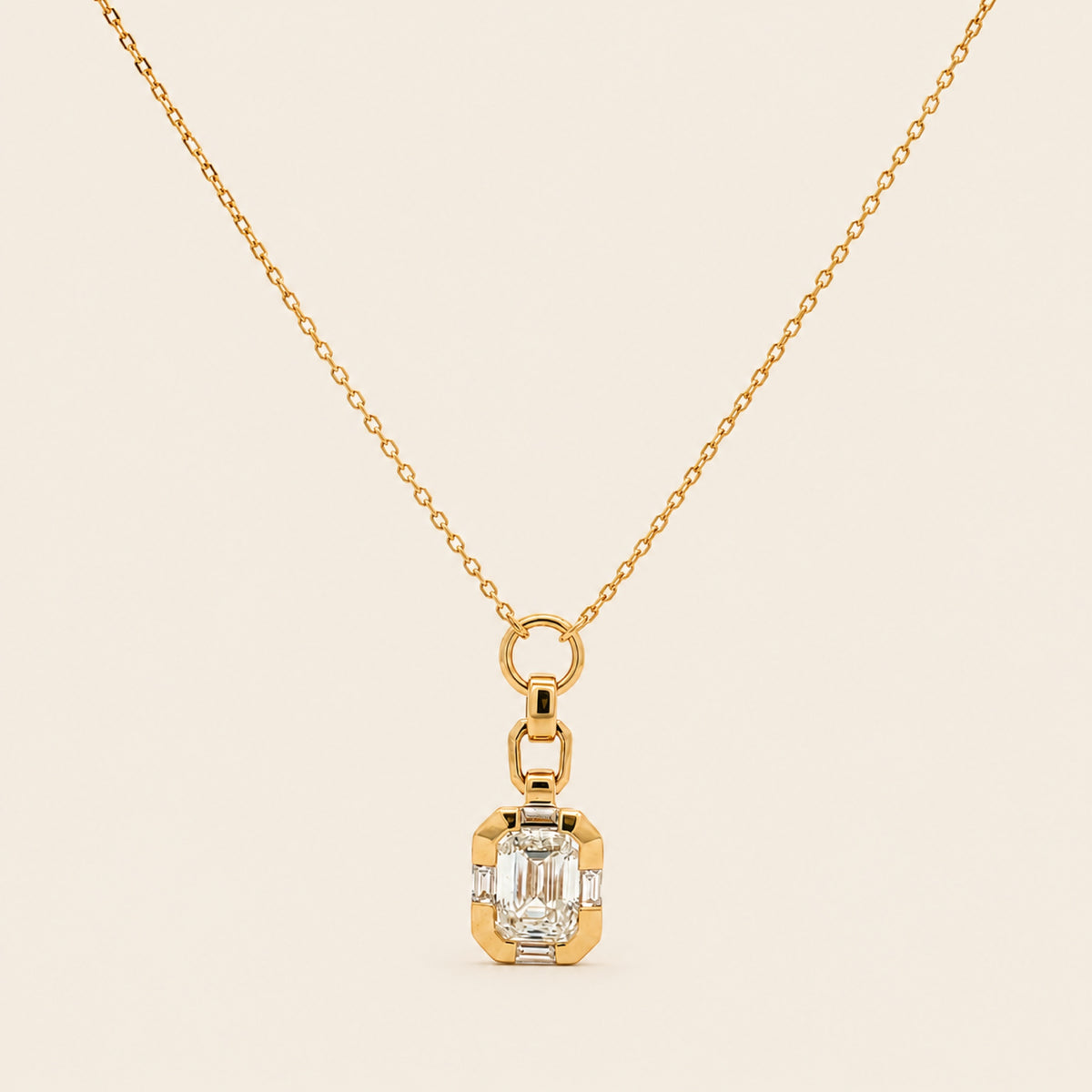 Adela – Collar Vintage de Oro Amarillo 18k con Diamante de Laboratorio