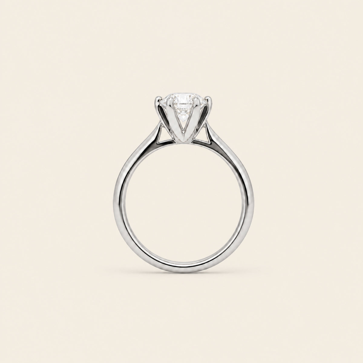 Anillo Solitario de Compromiso de Oro Blanco 14k con Diamante Corte Portugués