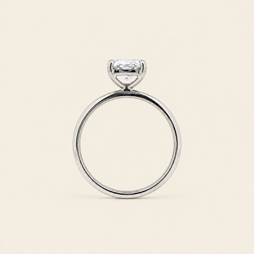 Anillo Solitario de Compromiso de Oro Blanco 14k con Diamante Cushion de Laboratorio