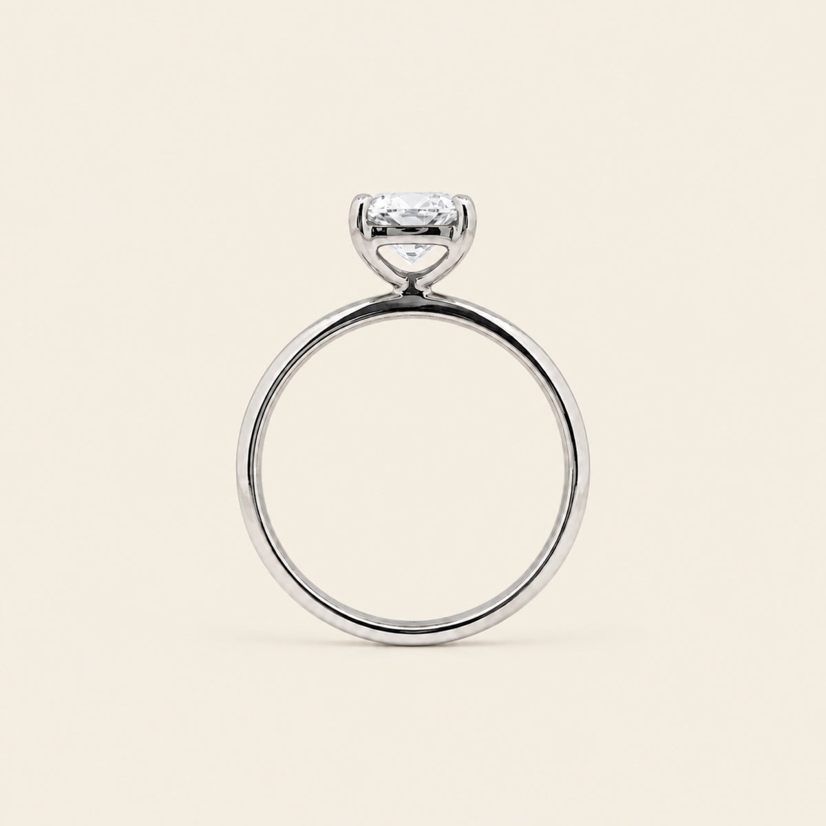Anillo Solitario de Compromiso de Oro Blanco 14k con Diamante Cushion de Laboratorio