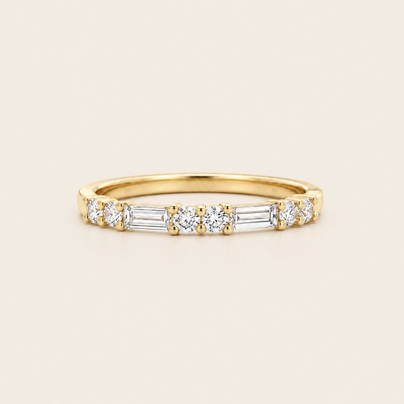 Alianza / Churumbela de Oro Amarillo 14k con Diamante Baguette de Laboratorio