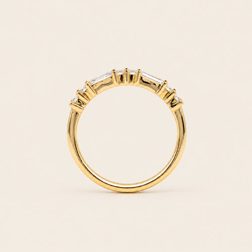 Alianza / Churumbela de Oro Amarillo 14k con Diamante Baguette de Laboratorio