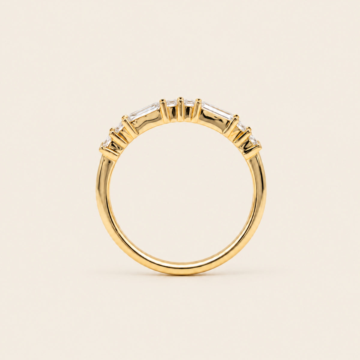 Alianza / Churumbela de Oro Amarillo 14k con Diamante Baguette de Laboratorio