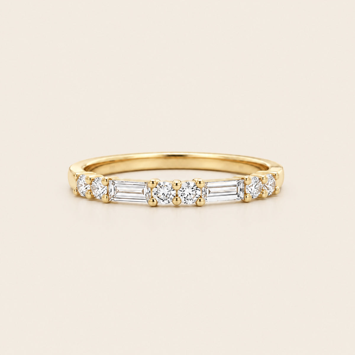 Alianza / Churumbela de Oro Amarillo 14k con Diamante Baguette de Laboratorio