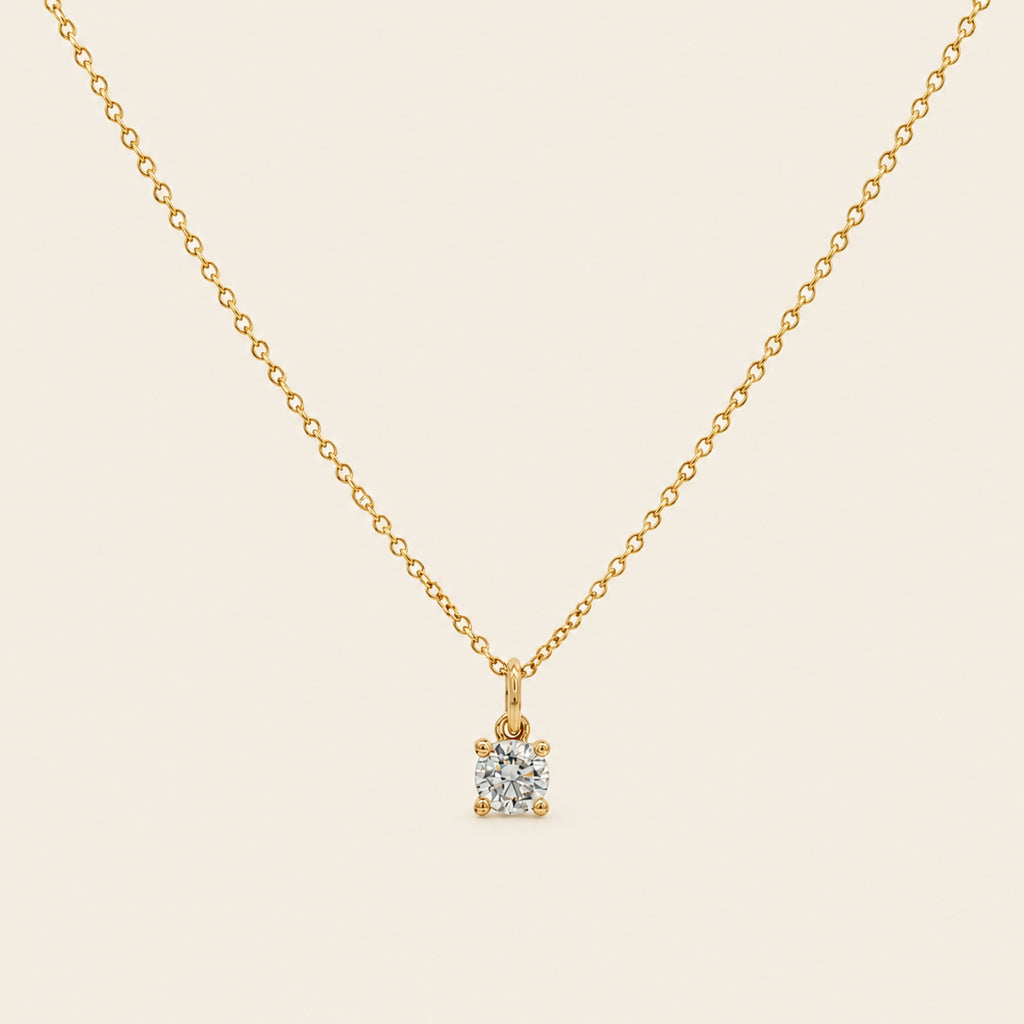 Gargantilla de Oro Amarillo 14k con Diamante de Laboratorio