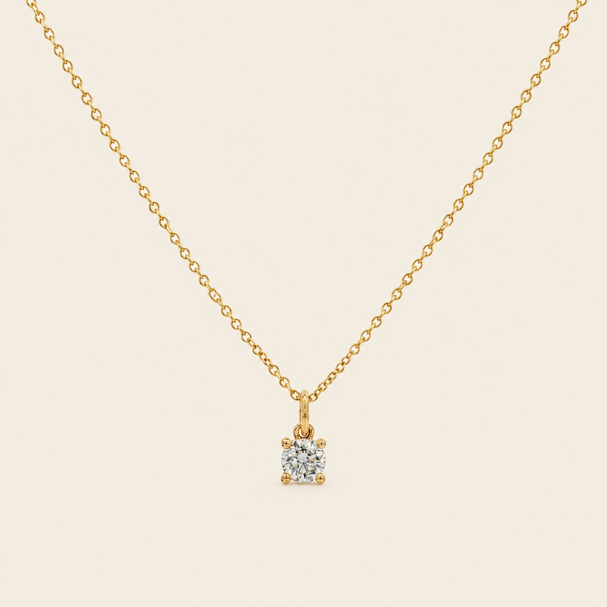 Gargantilla de Oro Amarillo 14k con Diamante de Laboratorio