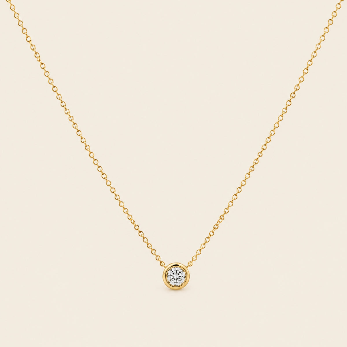 Nora – Gargantilla de Oro Amarillo 14k con Diamante de Laboratorio