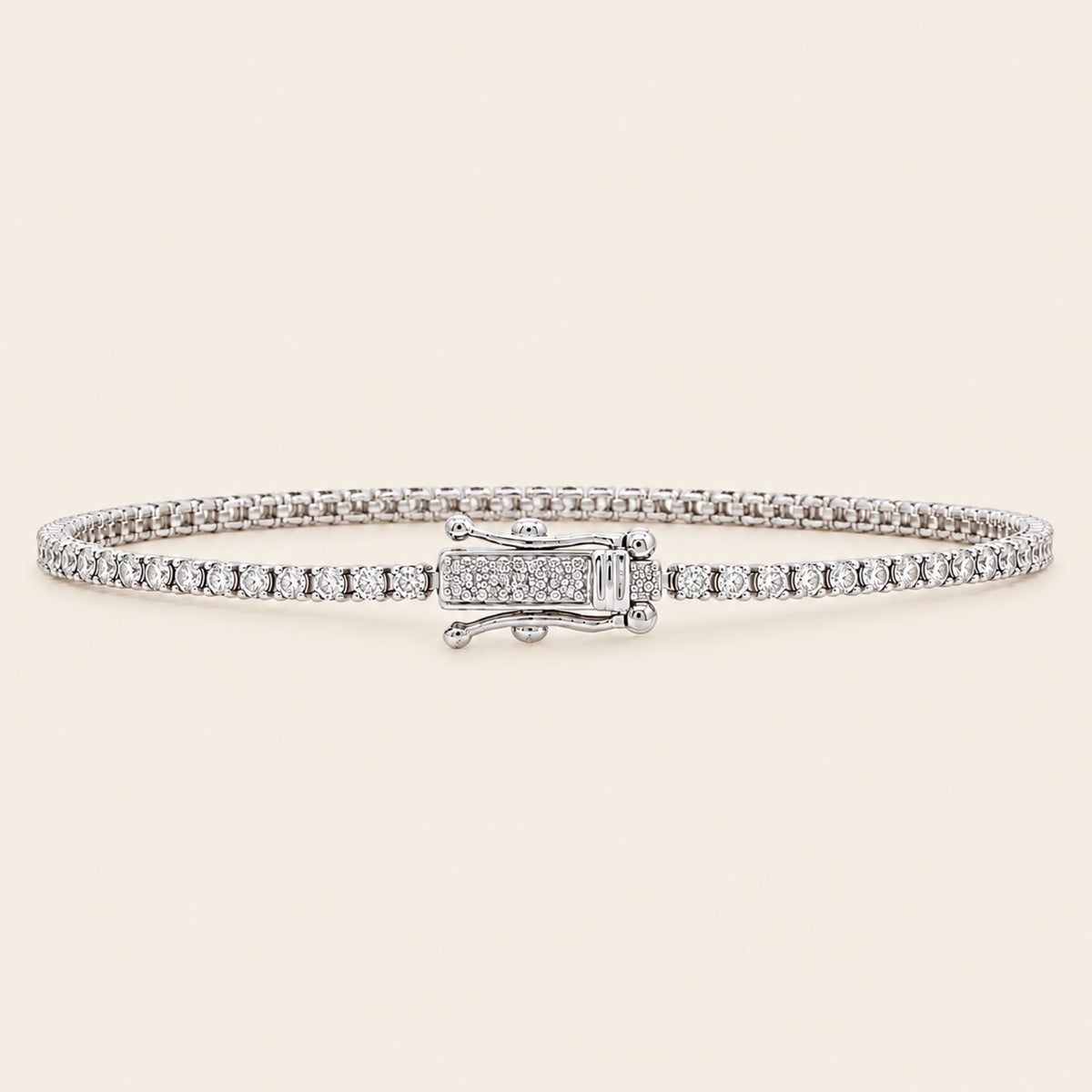 Pulsera Tenis de Oro Blanco 14k con Diamantes Naturales