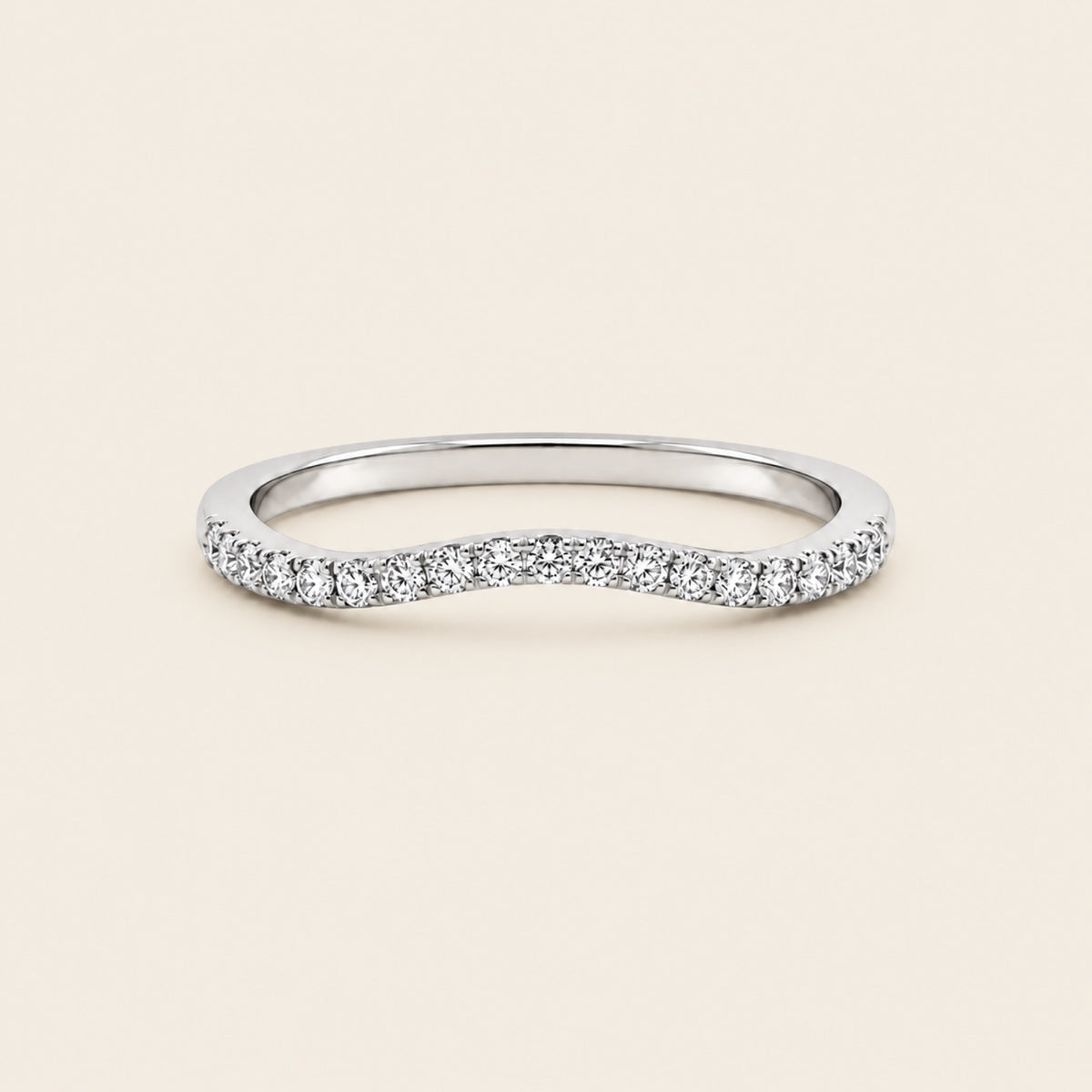 Alianza / Churumbela Contorno de Oro Blanco 14k con Diamante