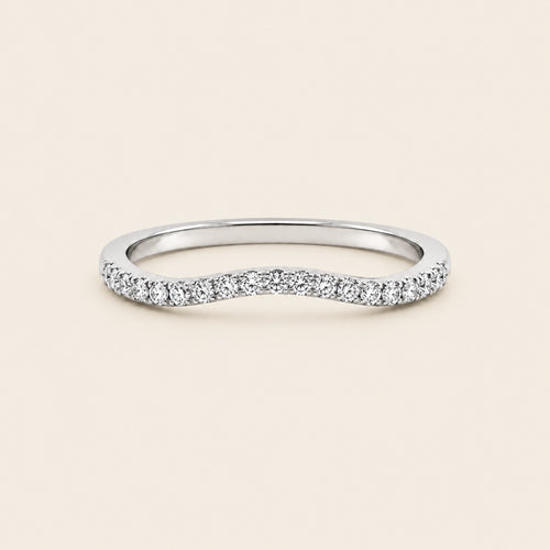 Alianza / Churumbela Contorno de Oro Blanco 14k con Diamante