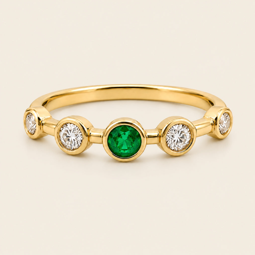 Natalia – Churumbela de Oro Amarillo 14k con Esmeralda y Diamantes