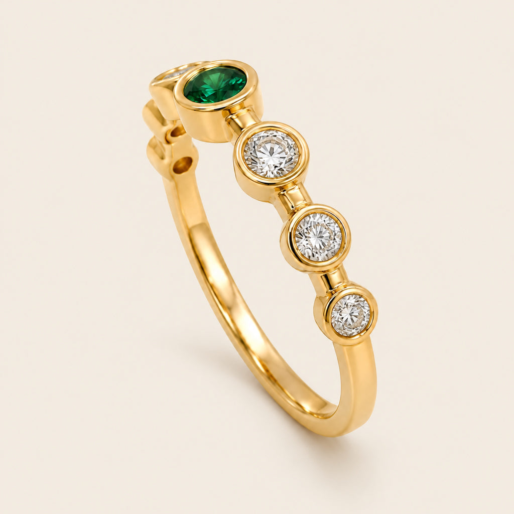 Natalia – Churumbela de Oro Amarillo 14k con Esmeralda y Diamantes
