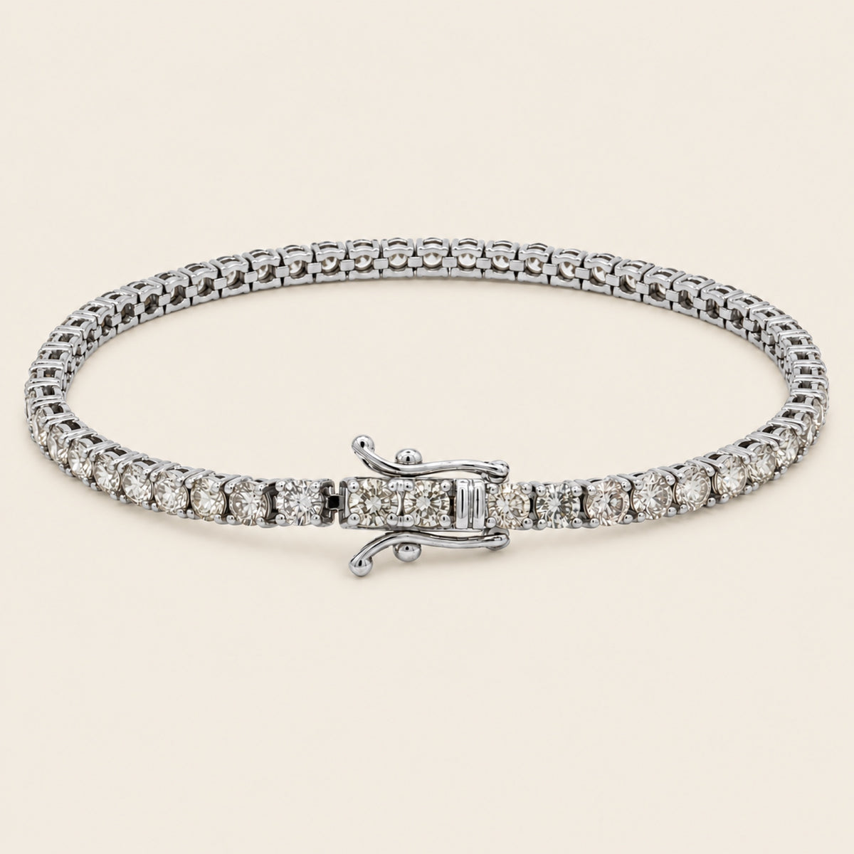 Pulsera Tenis de Oro Blanco 18k con Diamantes Naturales