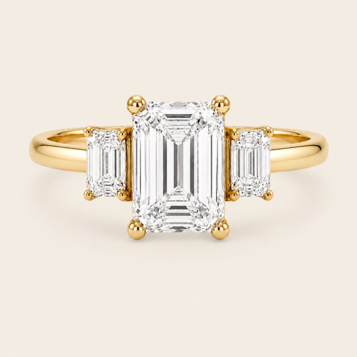 Anillo Trío de Compromiso de Oro Amarillo 14k con Diamantes de Laboratorio
