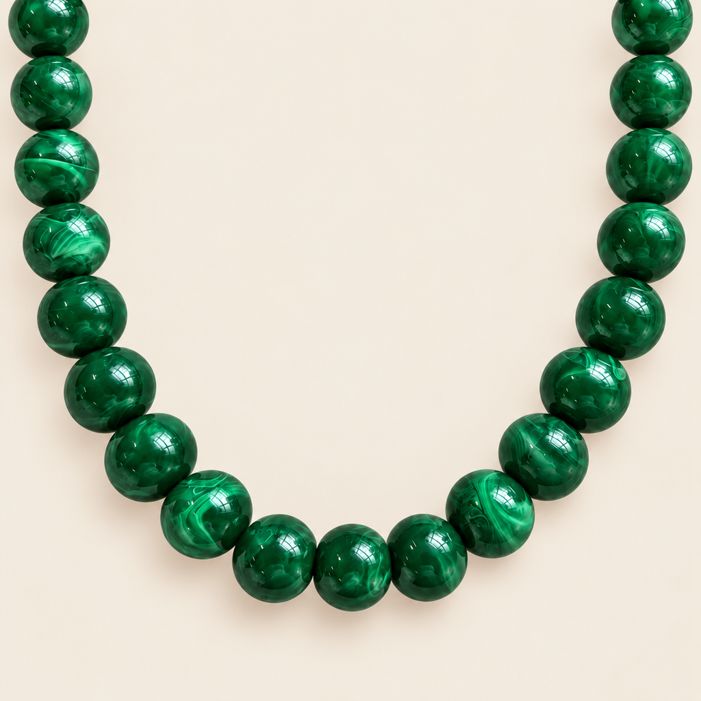 Bombón – Collar Dorado con Esferas de Resina Verdes
