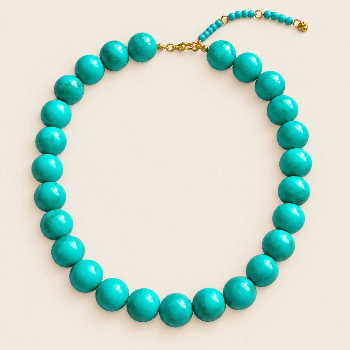 Bombón – Collar Dorado con Esferas de Resina Turquesa