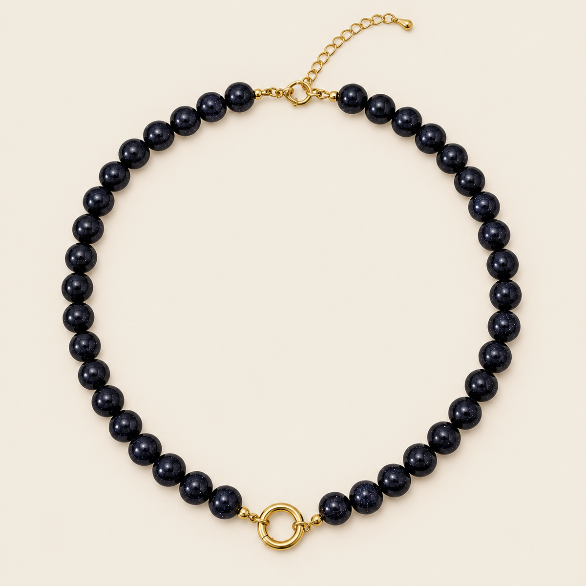 Estrellas – Collar Dorado con Goldstone Azul