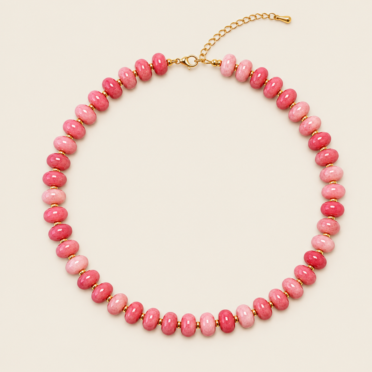 Gelato – Collar Dorado con Cuentas Ovaladas Rosas