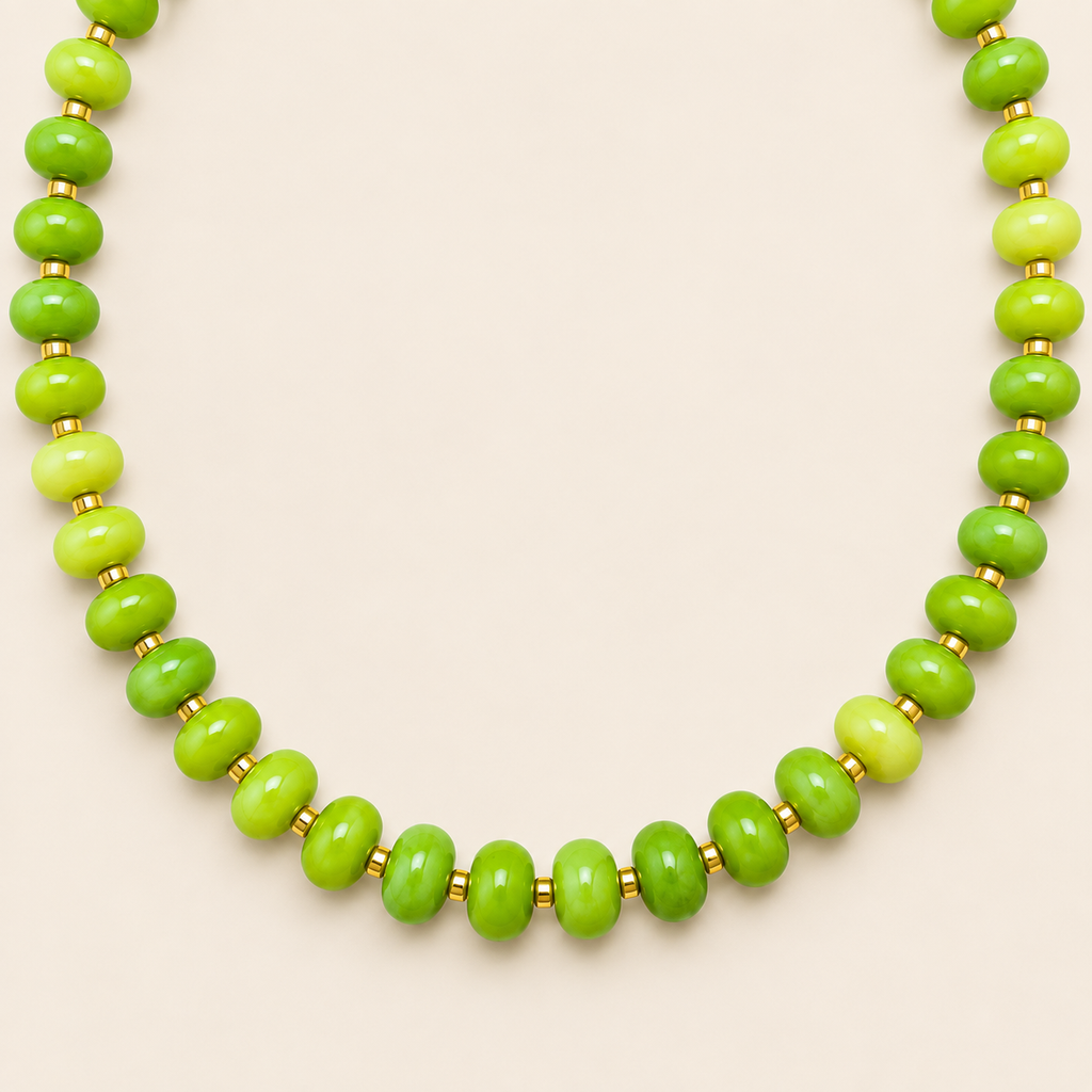 Gelato – Collar Dorado con Jade Verde Lima