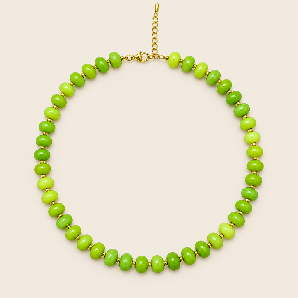 Gelato – Collar Dorado con Jade Verde Lima