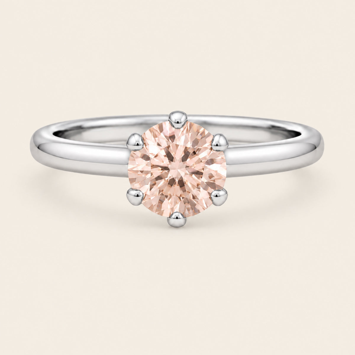 Sophie – Anillo Solitario de Oro Blanco 14k con Diamante Rosa Fancy Vivid