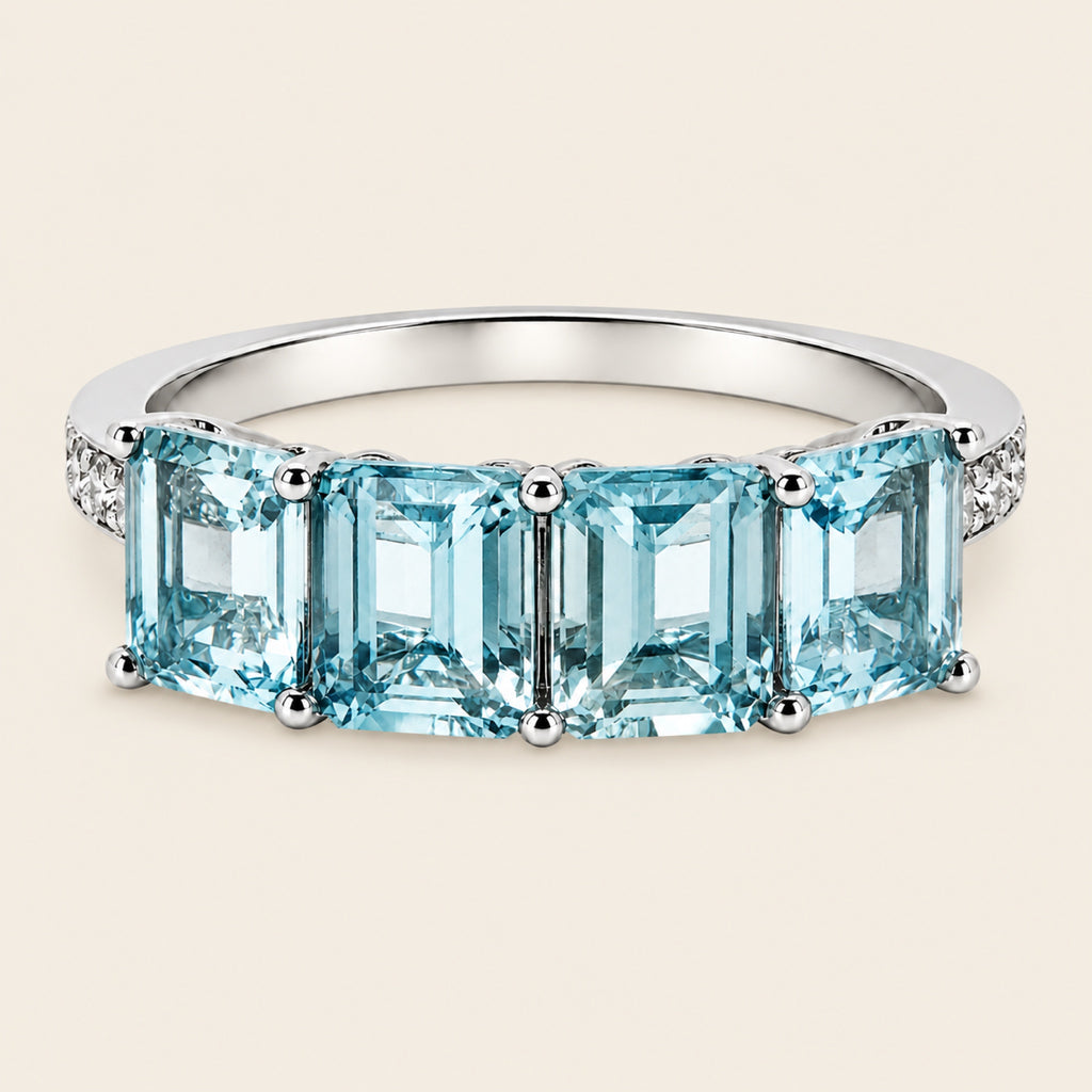 Helena – Churumbela de Oro Blanco 14k con Aguamarina y Diamante