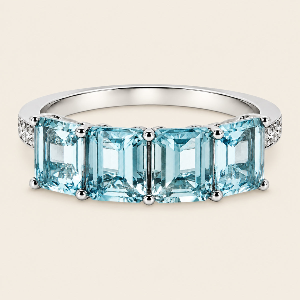 Helena – Churumbela de Oro Blanco 14k con Aguamarina y Diamante