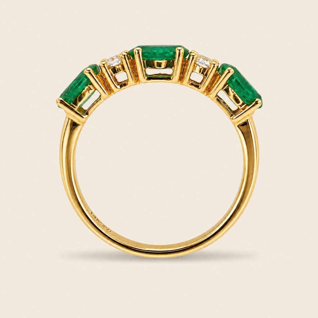 Irene – Churumbela de Oro Amarillo 14k con Esmeralda y Diamante Amarillo