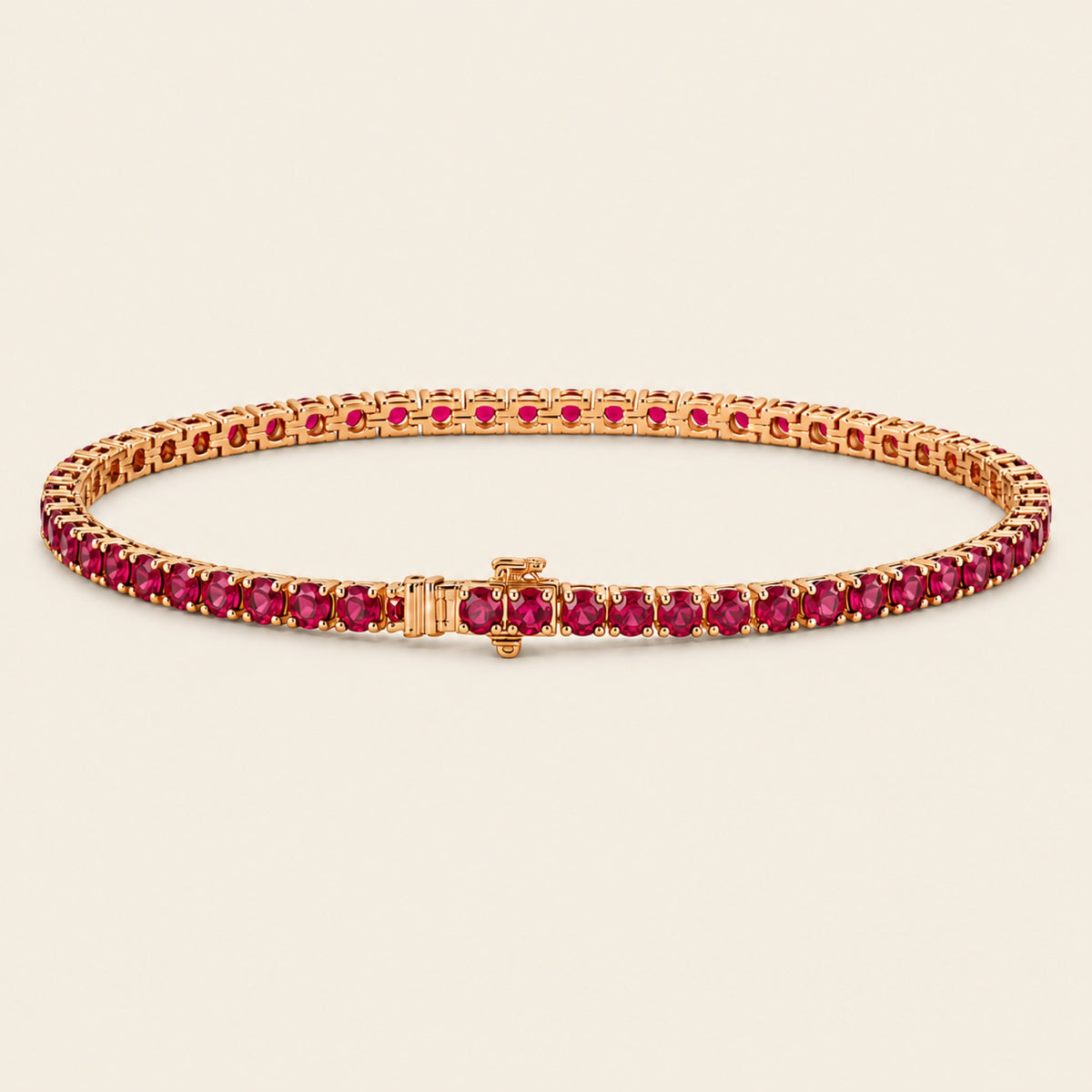Pulsera Tenis de Oro Amarillo 14k con Rubíes